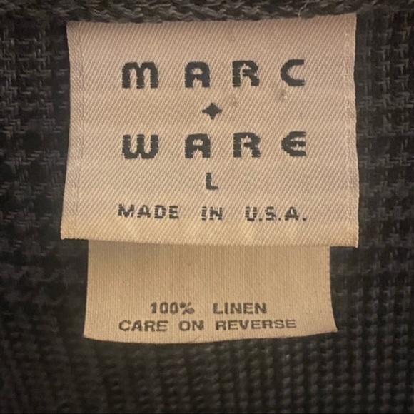 MARC WARE blue & black Glen Check plaid one button 100% Linen jacket. Large. EUC - Picture 7 of 9